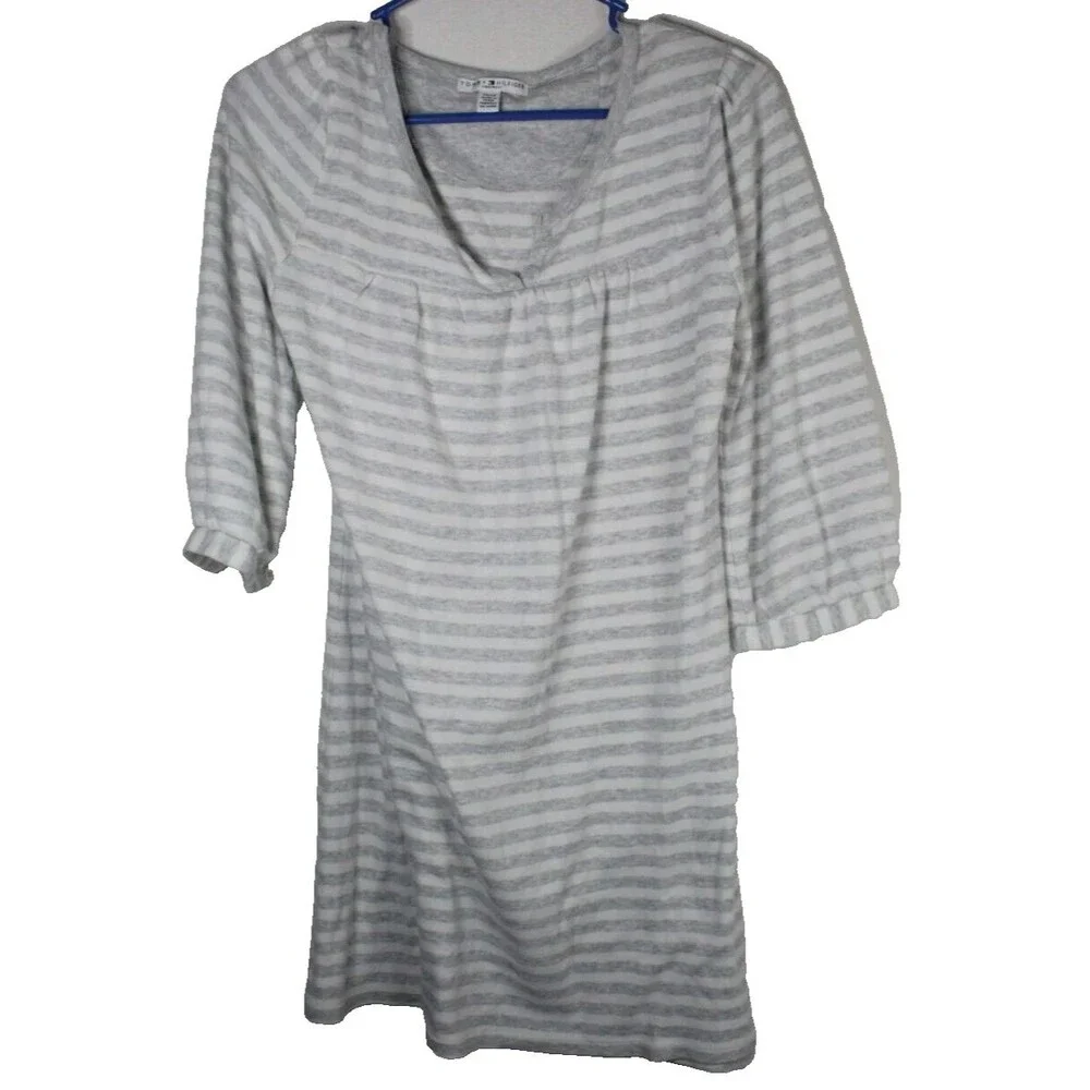 Womens Tommy Hilfiger V Neck Sleepwear Nightshirt Striped Size Medium M